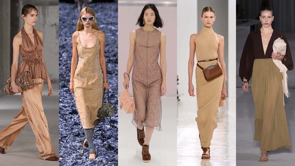 Il colore moda del 2025 è: mocha mousse - Photo courtesy of Dries van Noten, Diesel, Fendi, Max Mara, Philosophy